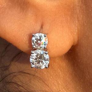 Pendientes de Aro con Diamantes Redondos Brillantes Cultivados en Laboratorio de 2CTW, Oro Sólido de 14K, Certificados por IGI, Joyería Fina de Lujo, Regalo para Mujer, Fiesta - Product Image 4