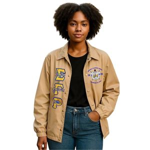 Veste décontractée brodée Sigma Gamma Rho pour femme, avec logo personnalisé, confortable, style sororité grecque, vente en gros - Product Image 1