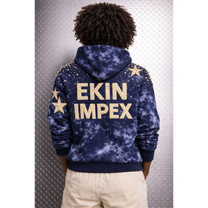 Sudadera con capucha para hombre, personalizada, de alta calidad, con efecto desgastado por el sol, de 400 g/m², estilo vintage, lavado ácido, corte holgado, con cremallera y pedrería - Product Image 4
