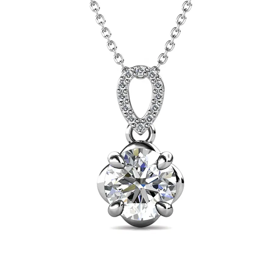 Perfect White Moissanite Diamond 925 Sterling Silver 18k Gold Plated Luxury Jewelry Flower Pendant Necklace Destiny Jewellery