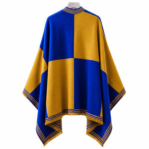 Sigma Gamma Rho Sorority Women’s Blue & Golden Cape Shawl Cardigan Casual Striped Open Front Cape Shawl Daily Wear Square Scarf - Product Image 3