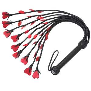 Flogger de Cuero Genuino con Punta de Rosa y Mango de Agarre Cómodo para Sesiones de Impacto Sensuales - Product Image 6