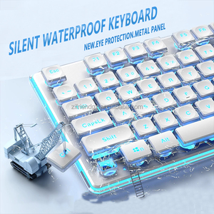 Nga đôi-shot Keycaps 104 phím có dây không thấm nước ánh sáng màu xanh kim Loại bìa cơ khí cảm thấy màng bàn phím cho văn phòng/chơi game - Product Image 1
