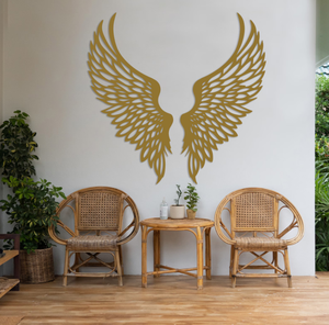 Décoration murale en métal découpé au laser, ailes d'ange, art mural décoratif moderne pour salon, chambre, hôtel - Product Image 2