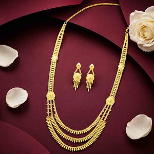 Wholesale 14K 18K 24K Micron Gold Rani Haar 3-Layer Mesh Chain Necklaces with Floral Panels Traditional <b>Bridal</b> Fashion Necklaces - Product Image 2