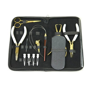 Kit d'accessoires professionnels pour extensions de cheveux, ensemble complet d'outils d'application et de coiffage avec pinces, aiguille à boucle, peigne - Product Image 1