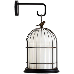Nouvelle cage à oiseaux ronde en fil de fer avec perchoir, décorative, suspendable, pour usage intérieur, finition peinte, style rétro - Product Image 1