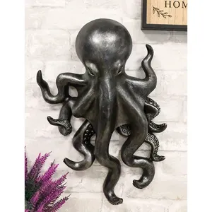 Escultura de Pulpo de Hierro Fundido con Acabado en Níquel Negro, Decoración para el Hogar con Temática Animal, Artesanía Metálica Artística, Decoración de Pared 3D - Product Image 4