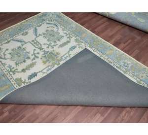 Tapis de couloir floral en coton noué à la main, style oriental, 3x3, antidérapant, avec support en mousse pour animaux de compagnie, idéal pour le salon - Product Image 1