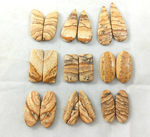 Pierre précieuse naturelle de haute qualité, jaspe naturel, paire de cabochons, 20mm-35mm, pour la fabrication de bijoux en laiton argenté - Product Image 2