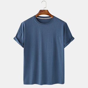 Men's Solid Color Polyester Knitted Breathable 180g T-Shirt Short Sleeve O-Neck Regular Fit Casual Wear - Product Image 6