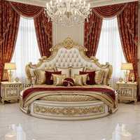 Ensemble de chambre à coucher en bois massif sur mesure, sculpté à la main, taille King, design traditionnel antique pour maison, villa, mariage