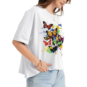 T-shirt respirant pour femme, col rond élégant, tissu confortable en maille de toile, tee-shirt pour femme - Product Image 6