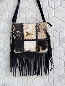 Bolso Bandolera de Piel de Vacuno con Flecos y Parches, Diseño Moderno 2026, Estilo Bohemio para Mujer - Product Image 3