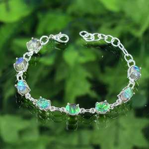 Bracelet à breloques en zircon bleu aqua, argent sterling 925, plaqué argent, fait main, simple, classique, luxueux, réglable, cadeau pour femme - Product Image 4