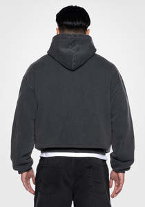 Acid Wash Winter Men's Hoodie OEM Customized Embroidered Logo Fleece Oversized Lined <b>Thermal</b> <b>Top</b> Seller - Product Image 2