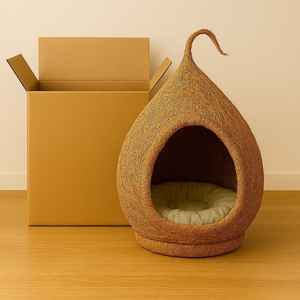 Nichoir pour oiseaux en fibre de coco écologique, structure en fil d'acier, surface thermolaquée |   Cage extérieure durable et éco-responsable - Product Image 3