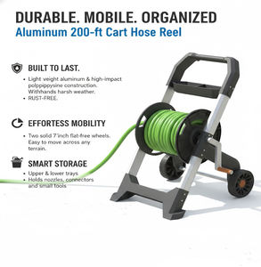 Enrouleur de tuyau d'arrosage robuste de 200 pieds, chariot métallique avec cadre en aluminium, support de tuyau portable pour extérieur ODGGAD001 - Product Image 5
