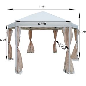 13 Ft. X 13 Ft. X 9,2ft a baldacchino esagonale tenda esterno giardino giardino giardino riparo da sole forte struttura in acciaio borsa di stoccaggio - Product Image 6