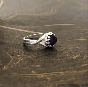 Anillo de Plata de Ley 925 con Forma de Ojo, Amatista Púrpura Redonda, Antideslustre, Hipoalergénico, Joyería al por Mayor - Product Image 3