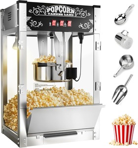 เครื่องทำป๊อปคอร์นเชิงพาณิชย์ขนาด 16 ออนซ์, 1440 วัตต์, เครื่องทำป๊อปคอร์นสำหรับโรงภาพยนตร์, เครื่องทำป๊อปคอร์นแบบตั้งโต๊ะสีแดงพร้อมระบบควบคุม 3 ปุ่ม - Product Image 1