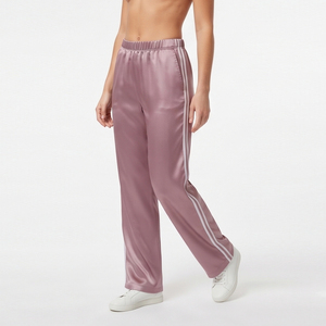 Pantalones de dormir de satén de pierna ancha para mujer, cintura elástica, ajuste holgado, pantalón de seda para dormir, pantalones de satén de noche con cintura elástica para mujer - Product Image 2