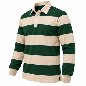 Wholesale <b>Men</b> <b>Long</b> <b>Sleeve</b> Rugby <b>Shirt</b> Heavyweight Striped <b>Polo</b> <b>Shirt</b> Contrast Collar Custom <b>Mens</b> <b>Long</b> <b>Sleeve</b> Rugby Jersey - Product Image 5