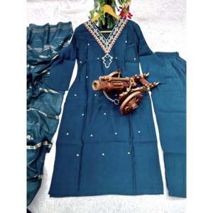 Traje de Fiesta para Mujer de Diseñador con Bordado, Conjunto de Pantalón y Dupatta - Product Image 3