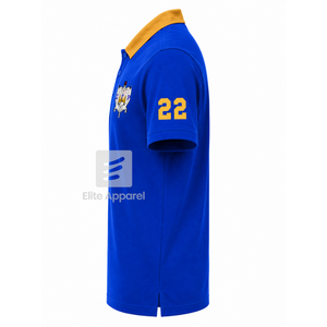 เสื้อโปโลซิกมาแกมมาโรแบบสั่งทำพิเศษ ระบายอากาศได้ดี พร้อมโลโก้ปักด้านหน้า สีน้ำเงินทอง แขนสั้นลำลองสำหรับผู้หญิง - Product Image 4