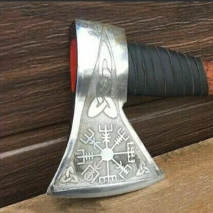 Hiking <b>Axe</b> High carbon steel viking <b>axe</b> Leather wrapped ash <b>handle</b> Rosewood <b>handle</b> handmade <b>axe</b> Viking <b>axe</b> gift for men - Product Image 2