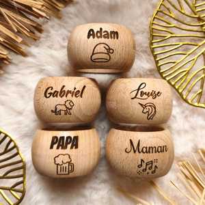 Wooden Napkin Rings Square Shape custom wedding handmade napkin Modern Design Personalized Wedding <b>Table</b> Decoration - Product Image 4