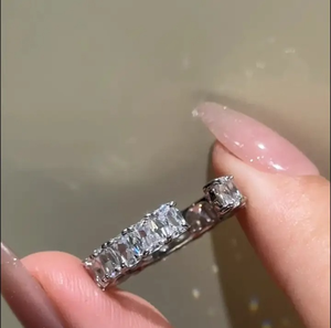 Women's 925 Moissanite 4.5 Carat Elongated Cushion Cut <b>Simulated</b> <b>Diamond</b> Gold Plated Sterling Silver Open Surround RingLuxe - Product Image 2