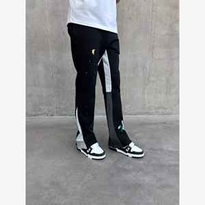Men’s <b>Slim</b> Fit Panel Track Pants Contrast Color Block <b>Joggers</b> Streetwear Stretch Casual Trousers - Product Image 5