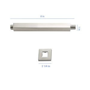 Braccio doccia da soffitto da 8 pollici in nichel spazzolato con flangia per rubinetti da bagno e doccia - Product Image 2