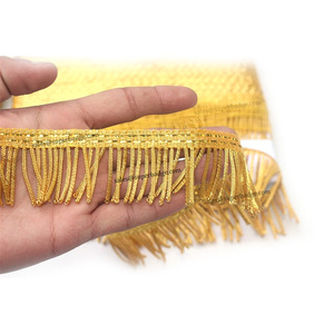 Adornos OEM de Venta Directa de Fábrica: Flecos de Borlas Metálicas Doradas Ecológicos con Hilo de Bullion para Prendas - Product Image 2