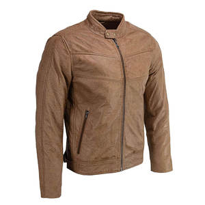 Veste en cuir pour homme, nouvelle mode personnalisée, haute qualité, tissu PU marron, capuche, logo sur le devant, respirante, fermeture éclair, hiver, écologique - Product Image 1