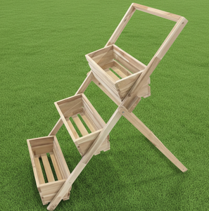 Jardinera Elevada de Madera de 3 Niveles, Jardinera de Madera Natural, Jardinera para Hierbas que Ahorra Espacio - Product Image 2