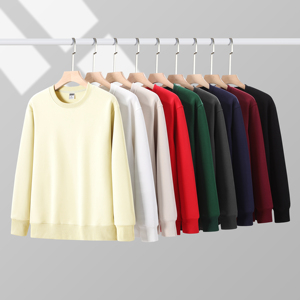 Sweat-shirt unisexe à col rond, couleur unie, tricoté, 100% coton, coupe ample, manches régulières, vêtement décontracté pour l'automne - Product Image 3