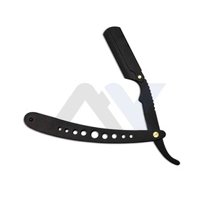 Rasoir manuel professionnel ergonomique en acier inoxydable pliable à lame droite avec verrouillage pivotant pour barbier - Product Image 1