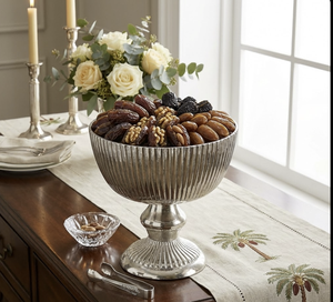 Cuenco de Aluminio para Dátiles con Decoración de Chocolate para Ramadán, Elegante Decoración Plateada para Mesa y Comedor de Lujo - Product Image 5