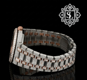 Reloj de Lujo con Movimiento ETA de Cuarzo Moissanite, Cristal de Zafiro en Dos Tonos, Chapado en Oro de 14k, Correa de Acero Inoxidable de 20mm - Product Image 5