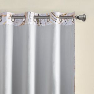 Pannello singolo in marmo metallico stampato con Grommet Top con tenda oscurante totale in colore oscurante totale - Product Image 4