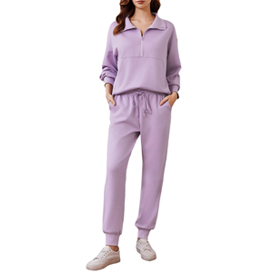 Ensemble athlétique pour femmes, veste à demi-zip et pantalon de jogging, confortable pour le fitness, la course à pied, les voyages, survêtement pour femmes - Product Image 1