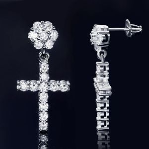 ต่างหูเพชรทรงกากบาท IKYRAA JEWELS Brilliant Lab Diamond ตัวเรือนเงินแท้ ประดับเพชรแบบ Prong Setting หรูหรา ได้รับการรับรองจาก IGI เหมาะสำหรับทั้งชายและหญิง รูปทรงหยดน้ำ ตัดแบบ Brilliant Cut - Product Image 4