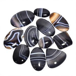 Agate noire naturelle de qualité supérieure, taille coussin ovale, cabochon à dos plat, certifiée par un tiers, pour la fabrication de bijoux - Product Image 5