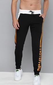 Pantalon de survêtement d'hiver en molleton respirant en coton noir pour homme avec cordon de serrage et taille élastique, style décontracté - Product Image 1