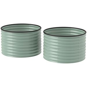<b>Set</b> of 2 Easy-to-Assemble Light Green Metal Planters <b>Large</b> <b>Square</b> Raised Garden Beds with Safety Edging Individual Stock Tank - Product Image 1
