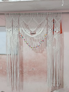 Bohemian Macrame Eco-Friendly Handmade Washable Wedding Arch Outdoor Entryway Hanging Backdrop Tassels Greenery Decor Rectangle - Product Image 5