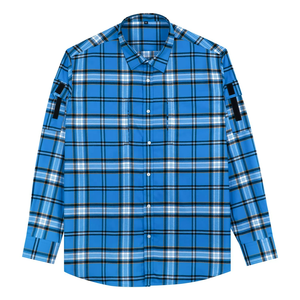 Camisa de Manga Larga Personalizada para Hombre, Chaqueta Transpirable con Botones y Solapa, Estampado Tribal Étnico Azteca, Franela Teñida con Hilo de Velour - Product Image 1