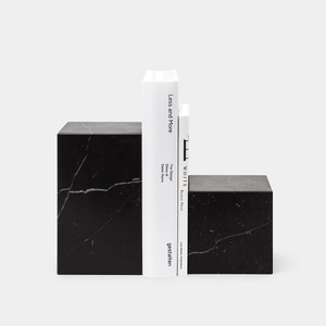 Green Marble Cube Bookend Set Luxury Natural Stone Book Holder Modern Decorative <b>Shelf</b> Support Minimalist Office <b>Desk</b> Organizer - Product Image 2
